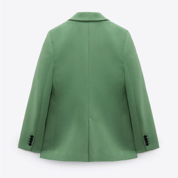 NWT ZARA WOMEN STRAIGHT CUT BUTTONED BLAZER GREEN 3736/042 size S - Picture 4 of 8